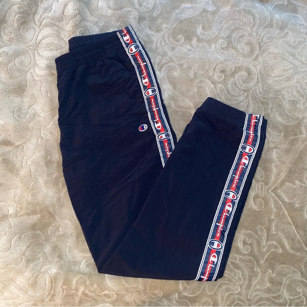 Champion Black Track Pants with Logo Trim